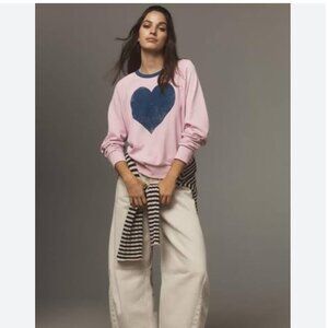 Anthropologie Letluv Heart Ringer Lilac‎ Graphic Sweatshirt Size XS NEW WITH TAG